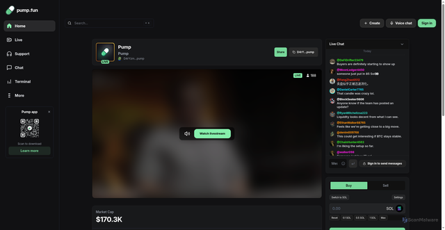 Security scan screenshot of https://pumpfun.solstreamer.xyz/
