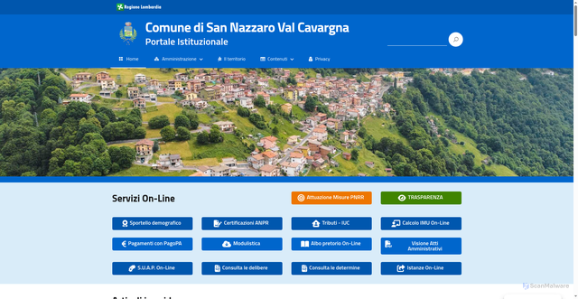 Security scan screenshot of https://www.comune.sannazzarovalcavargna.co.it
