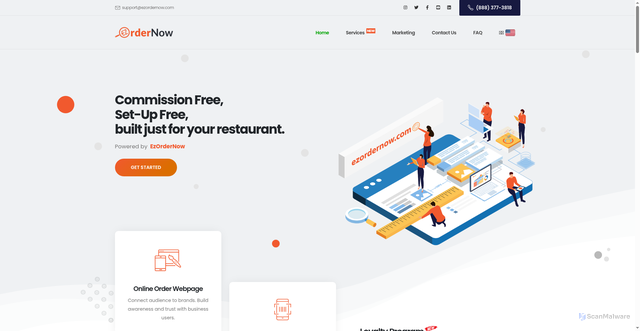 Security scan screenshot of https://www.ezordernow.com