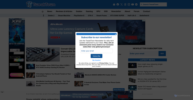 Security scan screenshot of https://tweaktown.com