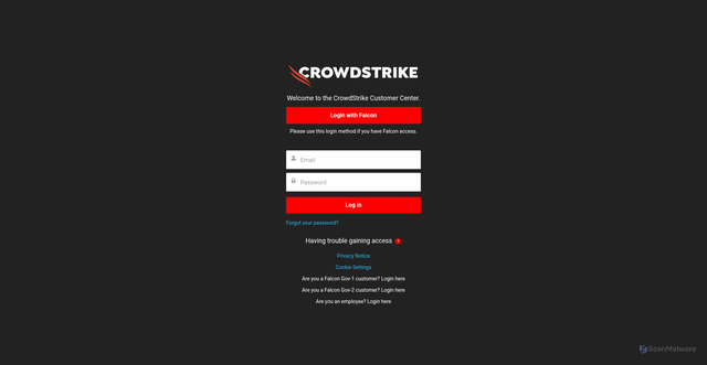 Security scan screenshot of https://supportportal.crowdstrike.com