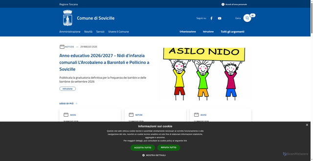 Security scan screenshot of https://www.comune.sovicille.si.it