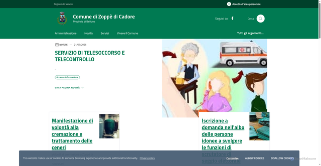 Security scan screenshot of https://www.comune.zoppedicadore.bl.it/home