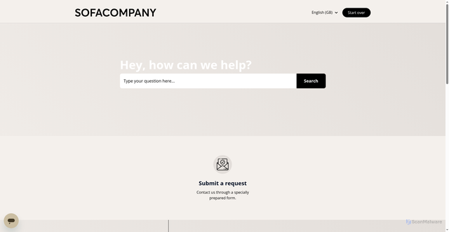 Security scan screenshot of https://sofacompany1242.zendesk.com/