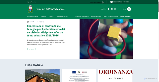 Security scan screenshot of https://comune.pontechianale.cn.it/