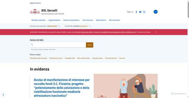 Security scan screenshot of https://aslvc.piemonte.it/