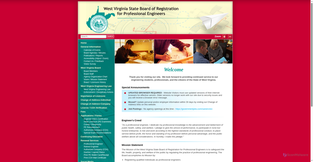 Security scan screenshot of https://www.wvpebd.gov/