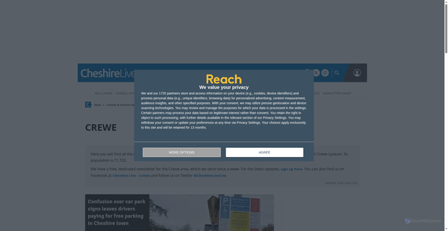 Security scan screenshot of https://crewechronicle.co.uk