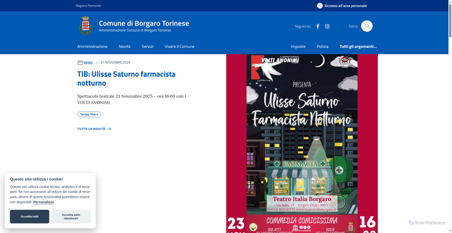 Security scan screenshot of https://www.comune.borgaro-torinese.to.it/