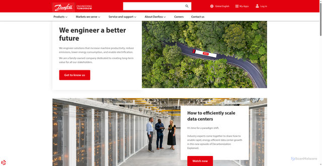 Security scan screenshot of https://www.danfoss.com
