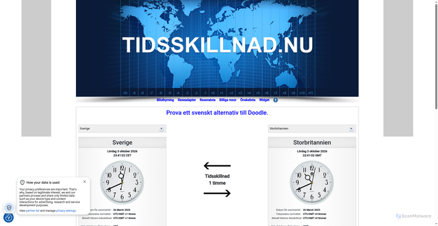 Security scan screenshot of https://tidsskillnad.nu