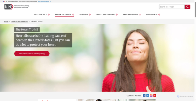 Security scan screenshot of https://www.nhlbi.nih.gov/health-topics/education-and-awareness/heart-truth