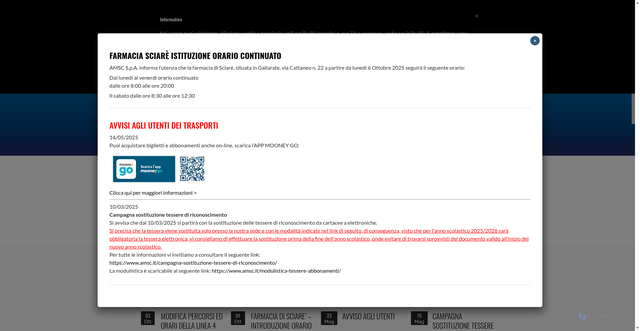 Security scan screenshot of https://www.amsc.it/