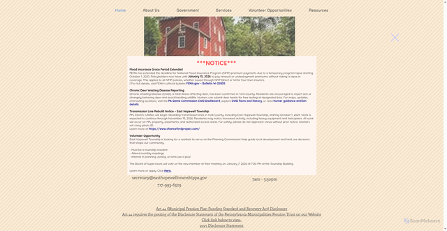 Security scan screenshot of https://www.easthopewelltownshippa.gov/