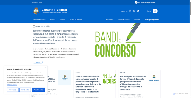 Security scan screenshot of https://www.comune.comiso.rg.it/