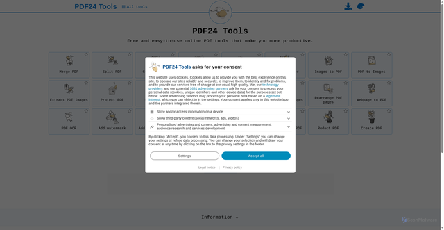 Security scan screenshot of https://filetools25.pdf24.org