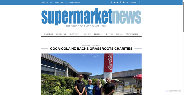 Security scan screenshot of https://supermarketnews.co.nz/beverage/coca-cola-nz-backs-grassroots-charities/