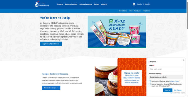 Security scan screenshot of https://generalmillsfoodservice.com