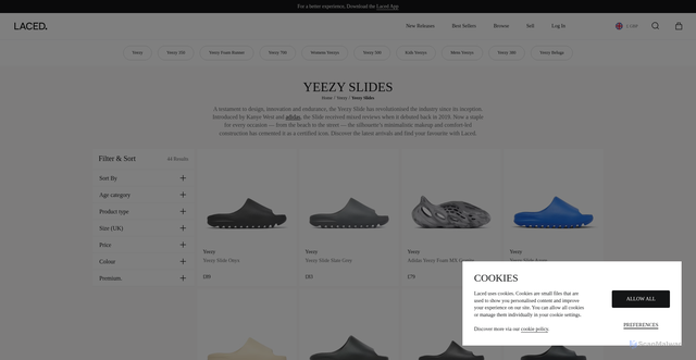 Security scan screenshot of https://www.laced.com/yeezy/yeezy-slide?srsltid=AfmBOooeMtjt7OrXHSirNryZvQaQ529br4BucadsF1T5SDrbrDLizyxF