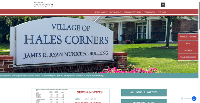 Security scan screenshot of https://halescornerswi.gov/