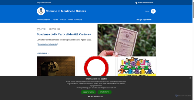 Security scan screenshot of https://www.comune.monticellobrianza.lc.it/it