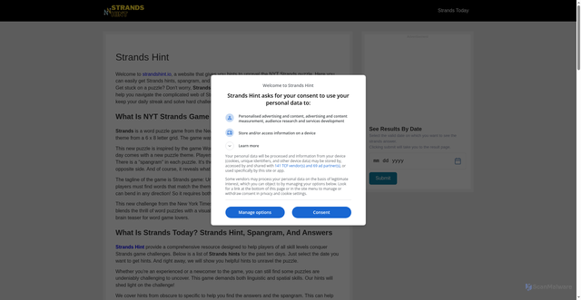 Security scan screenshot of https://strandshint.io/