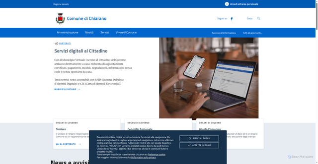 Security scan screenshot of https://www.comune.chiarano.tv.it/