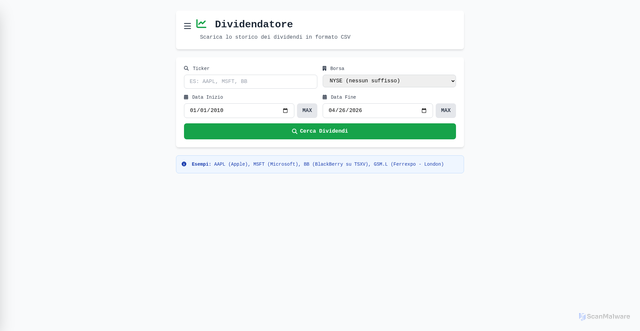 Security scan screenshot of https://csvatore.pages.dev/dividendi