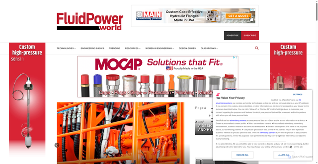 Security scan screenshot of http://fluidpowerworldonline.com/