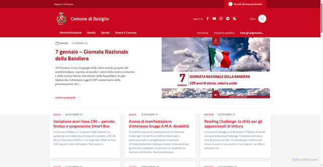 Security scan screenshot of https://www.comune.basiglio.mi.it/
