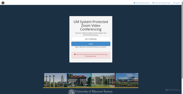 Security scan screenshot of https://umsystemprotected.zoom.us