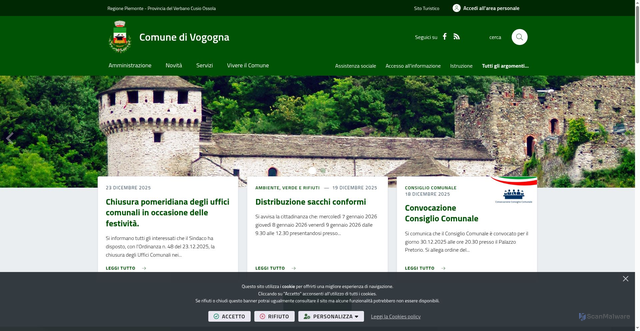 Security scan screenshot of https://www.comune.vogogna.vb.it/it-it/home