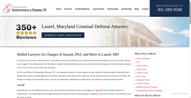Security scan screenshot of https://www.mdcriminaldefenselawyer.com/laurel-criminal-defense-lawyer