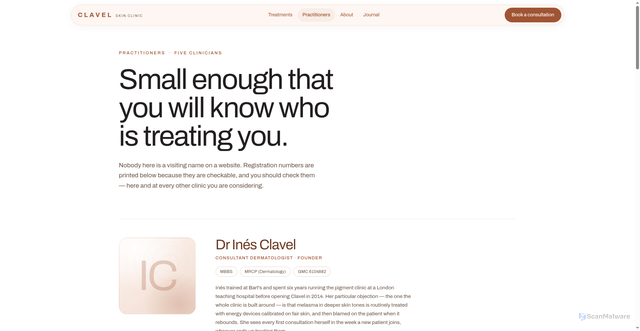 Security scan screenshot of https://auric-clinic-glow.pages.dev/practitioners/