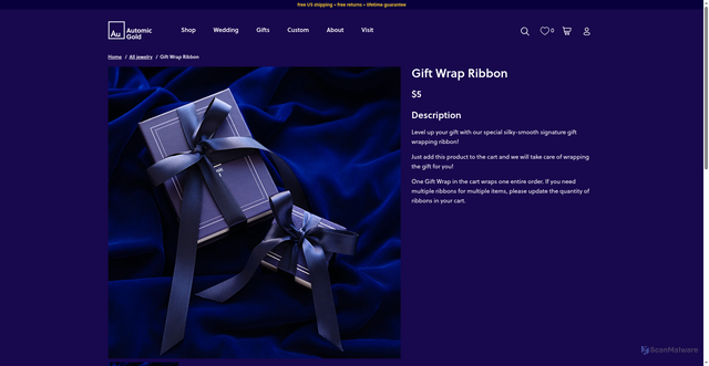Security scan screenshot of https://automicgold.mom/products/gift-wrap