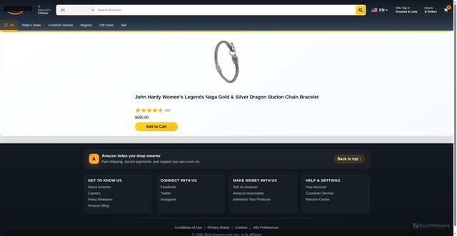 Security scan screenshot of https://amazon-clone-six-rho-44.vercel.app/product/5