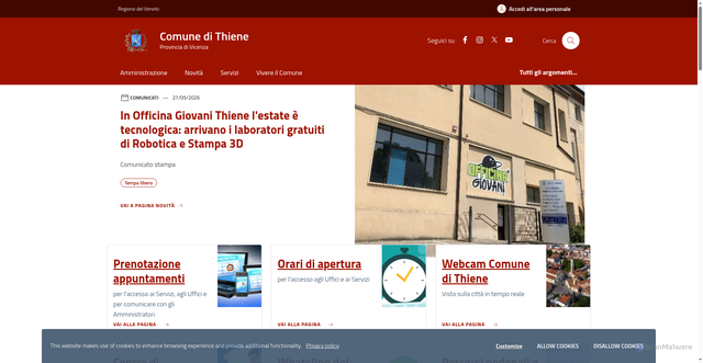 Security scan screenshot of https://www.comune.thiene.vi.it