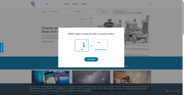 Security scan screenshot of https://www.fpl.com