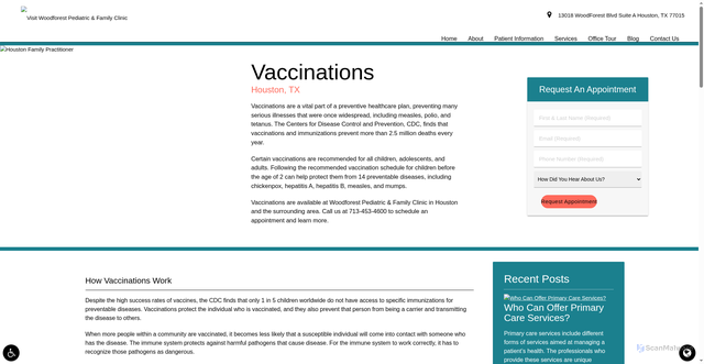 Security scan screenshot of https://woodforestmd.com/houston-tx/vaccinations/
