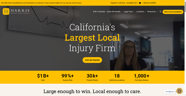 Security scan screenshot of https://harrispersonalinjury.com/