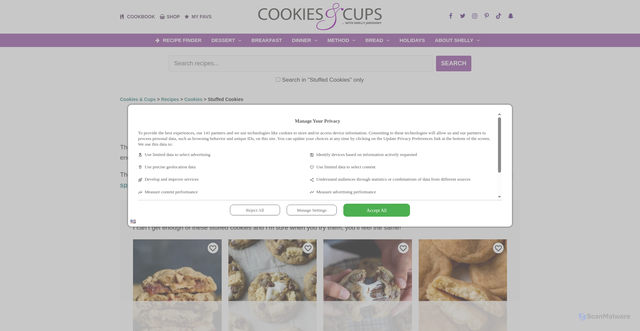 Security scan screenshot of https://cookiesandcups.com/recipes/cookies/stuffed-cookies/
