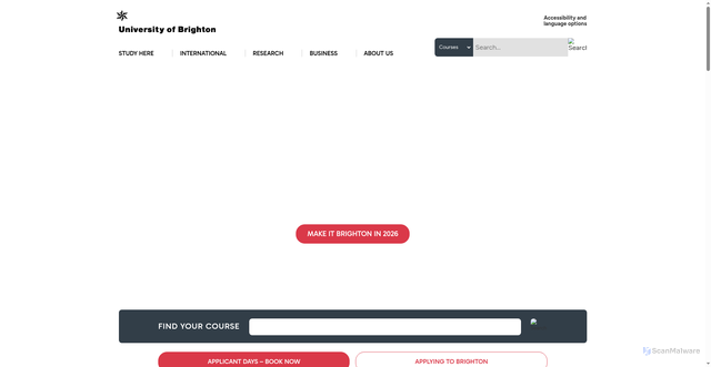 Security scan screenshot of https://www.brighton.ac.uk/index.aspx