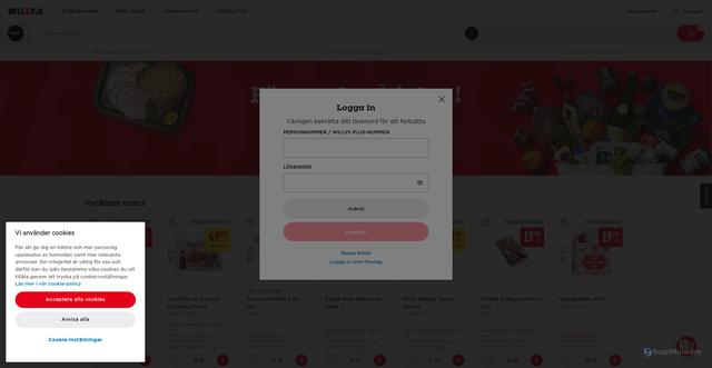 Security scan screenshot of https://www.willys.se/