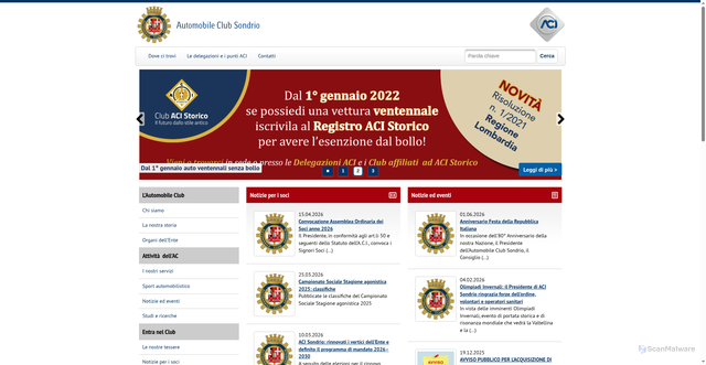 Security scan screenshot of https://www.sondrio.aci.it