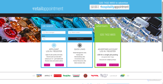 Security scan screenshot of https://retailappointment.co.uk
