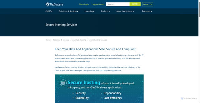 Security scan screenshot of https://neosystems.cloud
