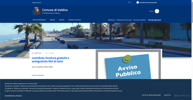 Security scan screenshot of https://comune.valdina.me.it/