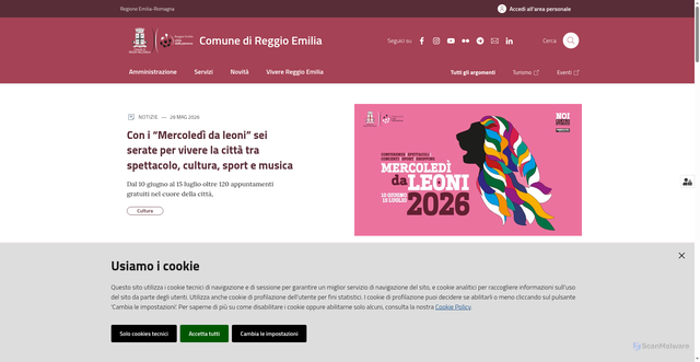 Security scan screenshot of https://www.comune.re.it