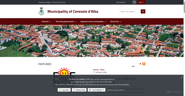 Security scan screenshot of https://www.comune.ceresoledalba.cn.it
