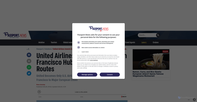 Security scan screenshot of https://passport.news/article/519